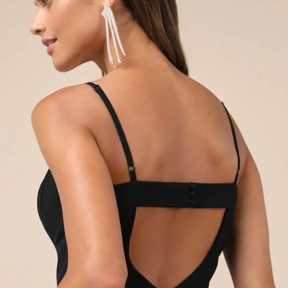 NWT Lulus-Stunning Grace Black Cutout A-Line Maxi Dress - Picture 4 of 5